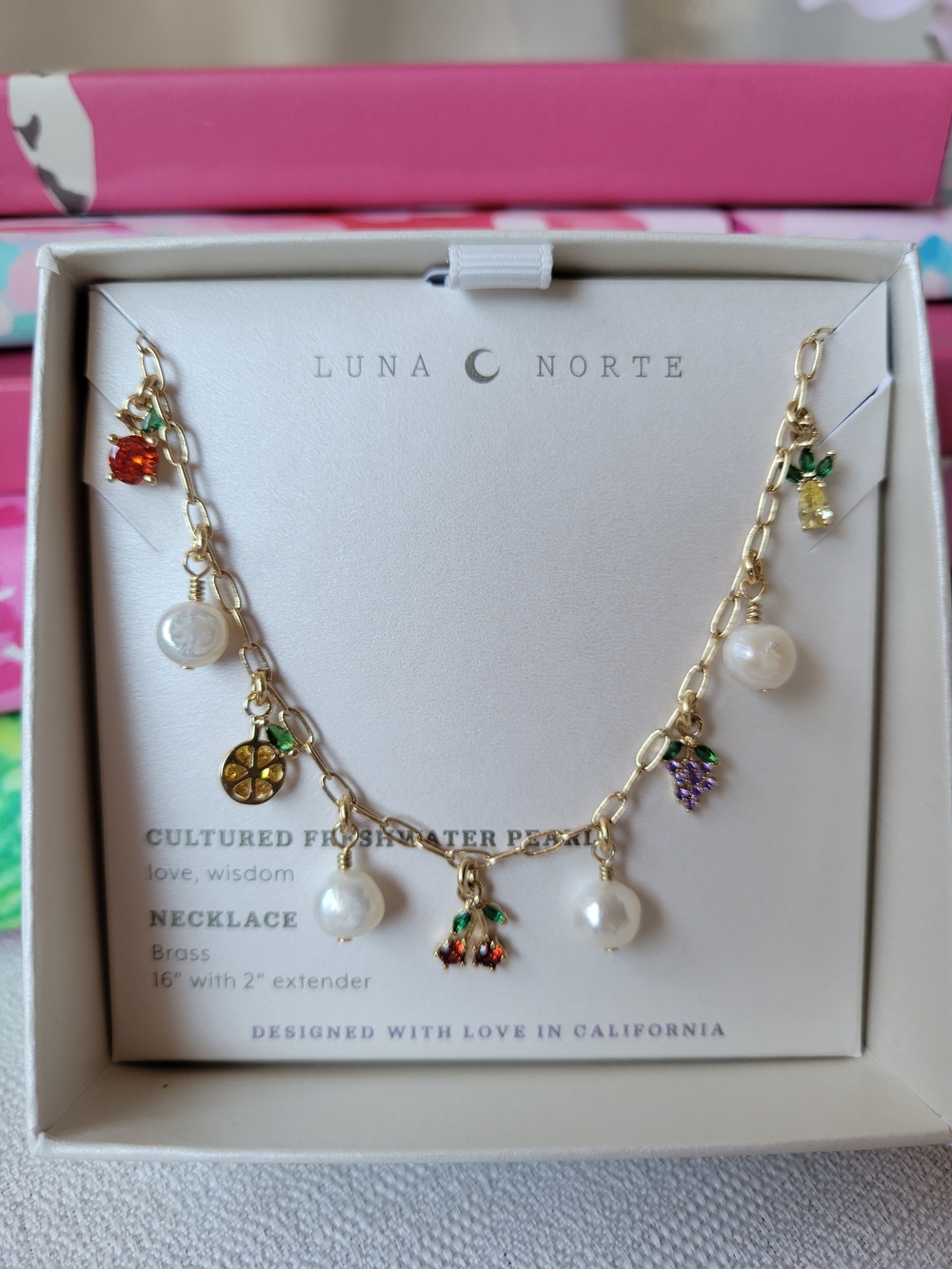 Luna Norte Fruit & Pearl Charm Necklace